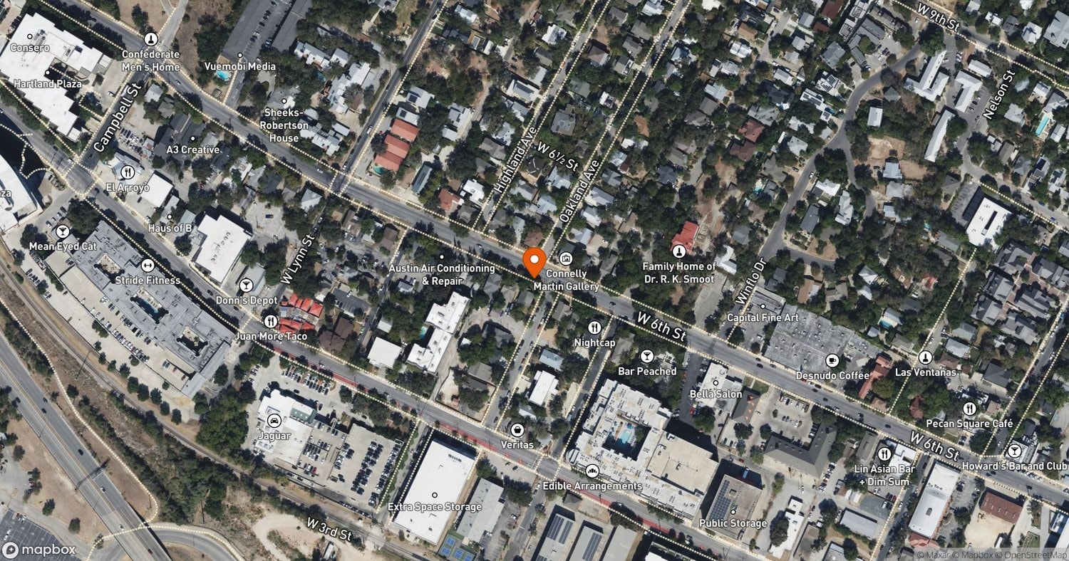 Site of CV Oakland Bungalows at 1409, 1411, 1413 West 6th Street, Austin, TX 78703