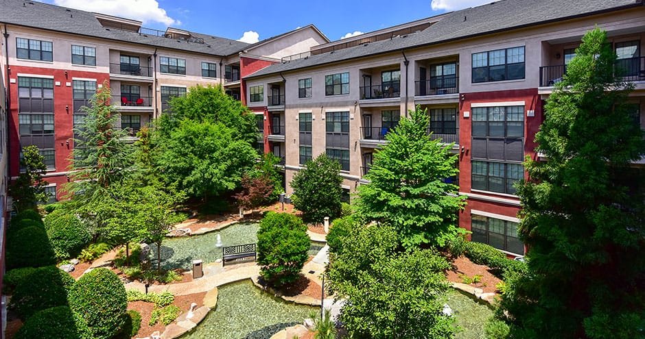 Landscaped courtyard at Bricks at Perimeter Center