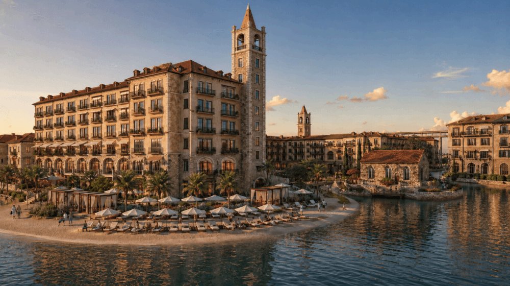 Rendering of The Marco's Venetian-style village along the central lagoon in Prosper