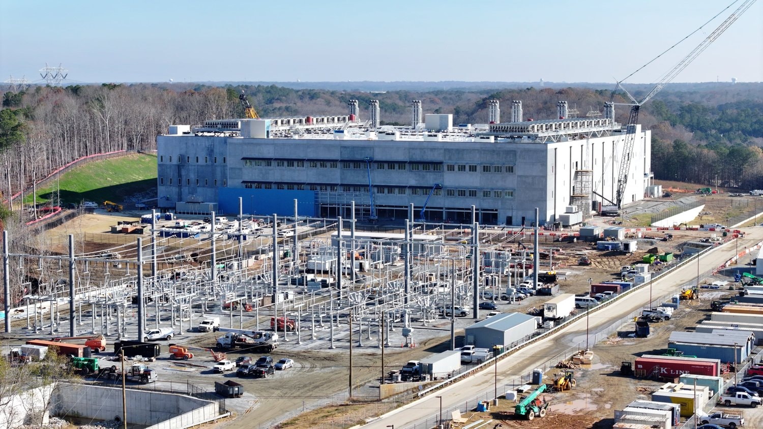 Construction progress at Microsoft's data center campus in Union City