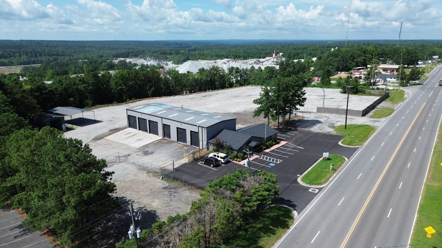 Aerial view of one of the industrial outdoor storage properties in the 23-property portfolio acquired by Town Lane and Axis Partners