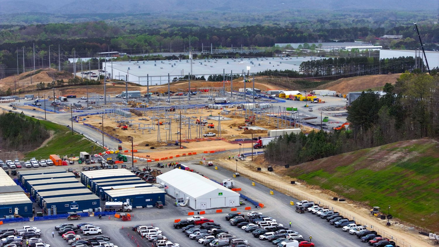 A data center campus under construction in metro Atlanta, which now leads the U.S. in data center construction