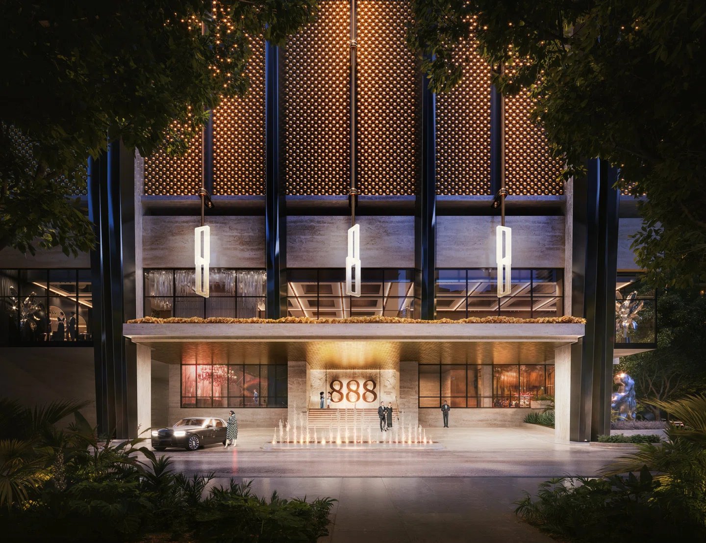 Rendering of the entrance porte-cochere at 888 Brickell