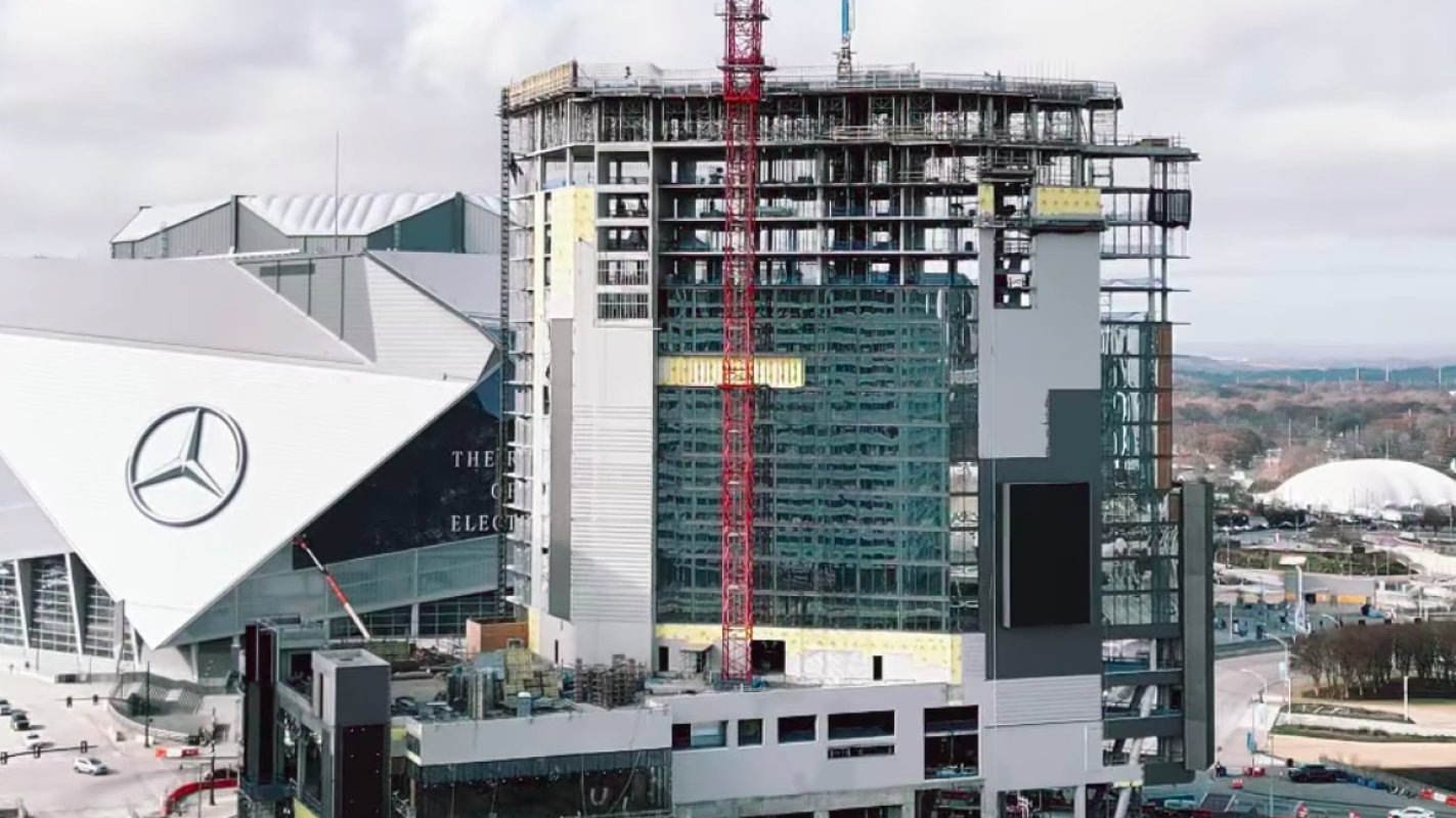 Centennial Yards' next high-rise tops out beside Mercedes-Benz ...