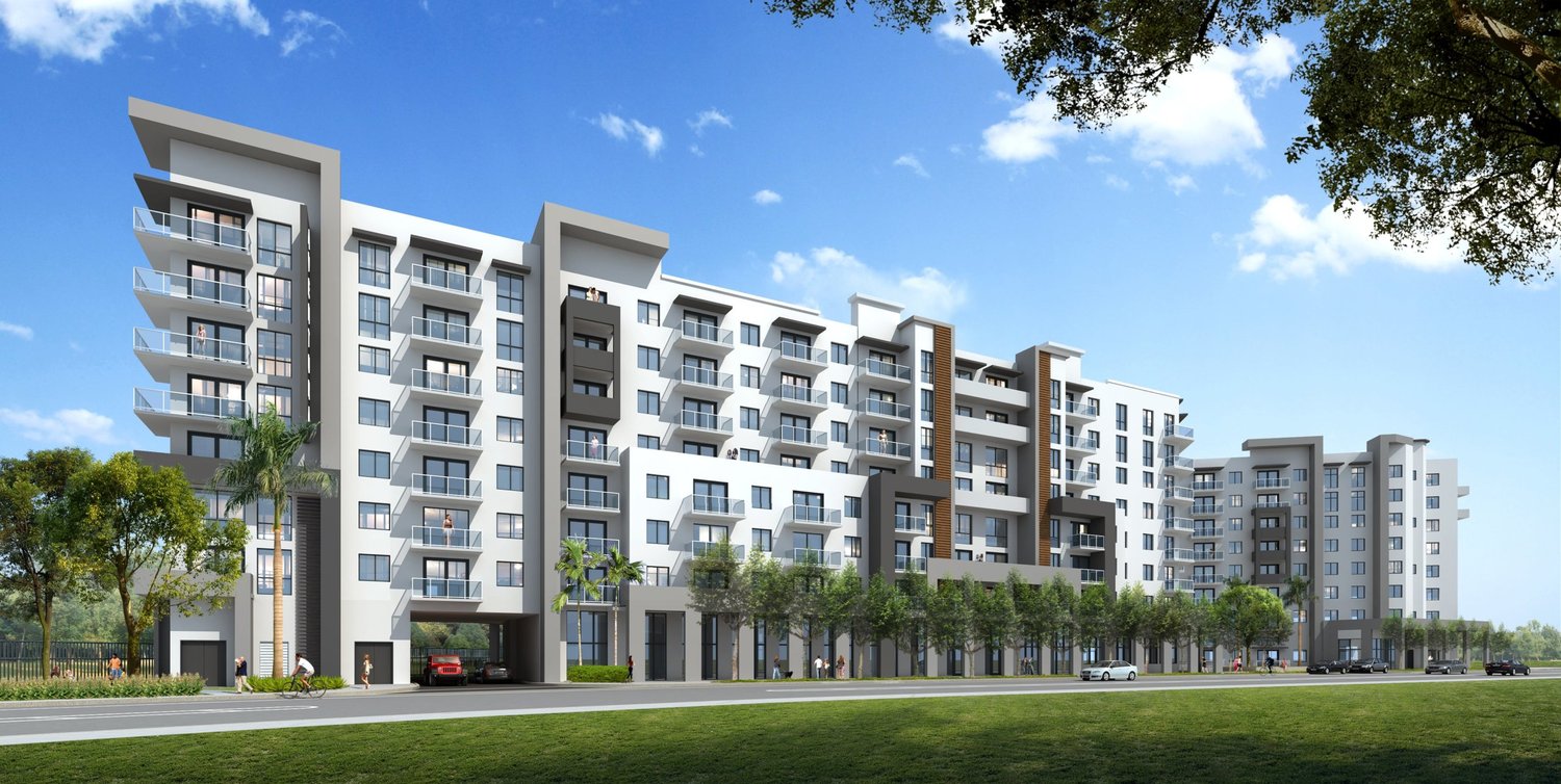Rendering of Avida Aventura's street frontage along West Dixie Highway