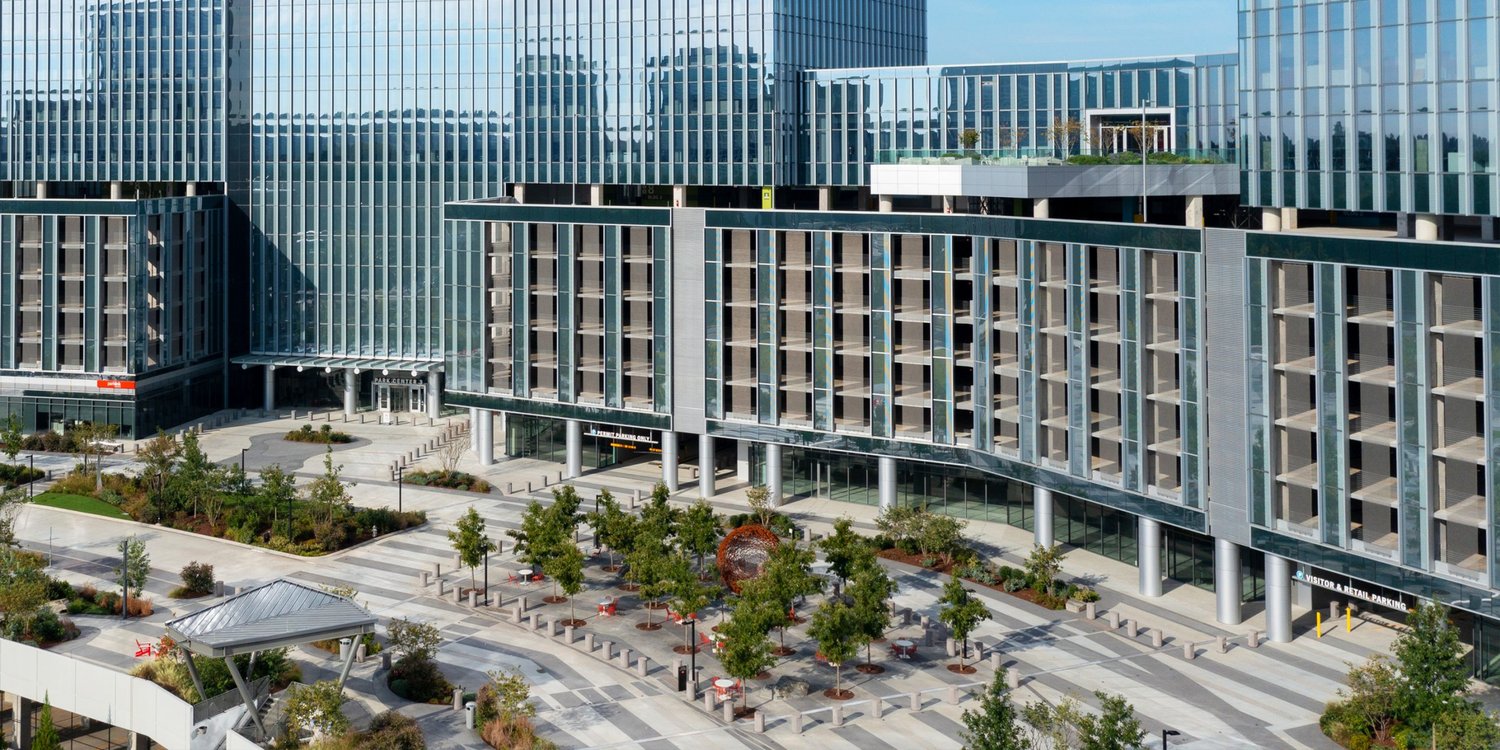 The landscaped plaza at Park Center, State Farm's Southeast regional hub