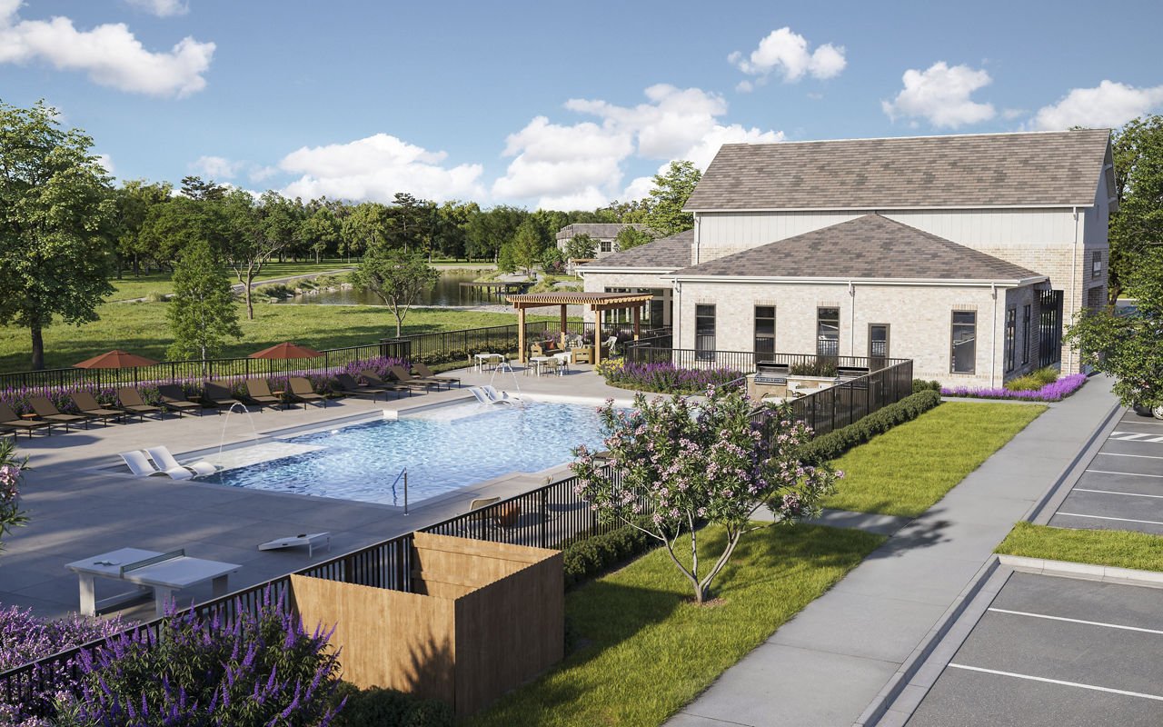 Rendering of the resort-style pool at Halden at Red Oak