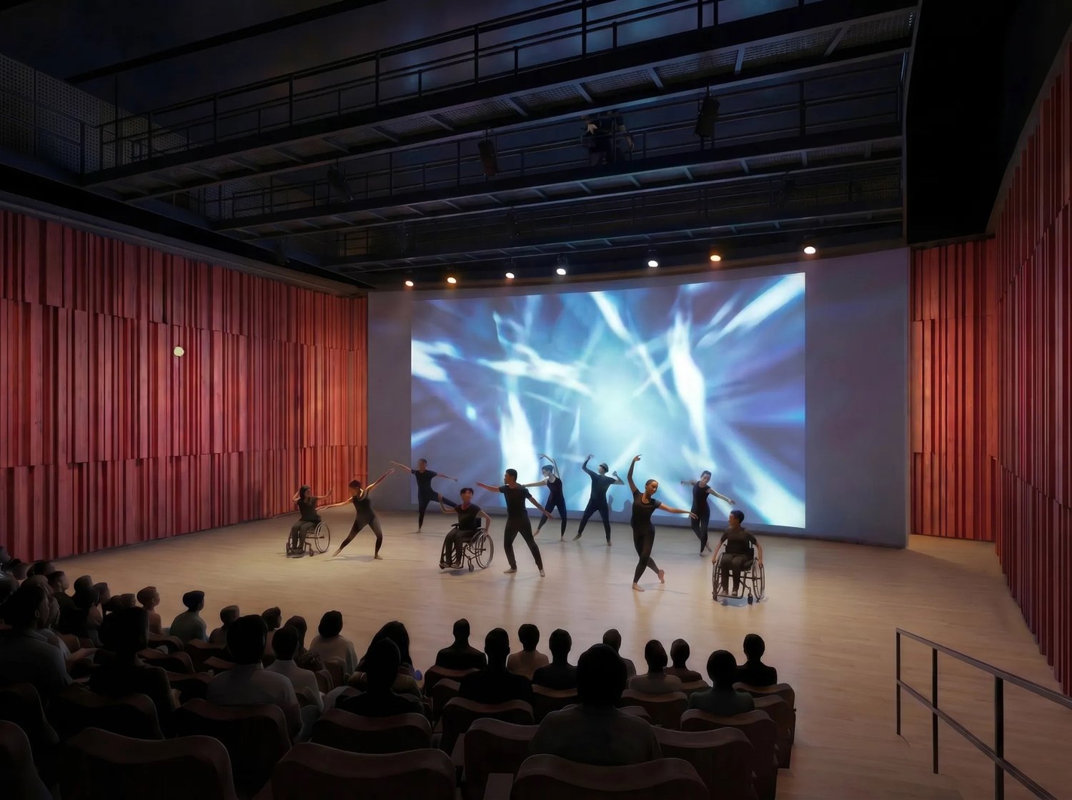 Rendering of the performance theater inside the planned Fred Rouse Center