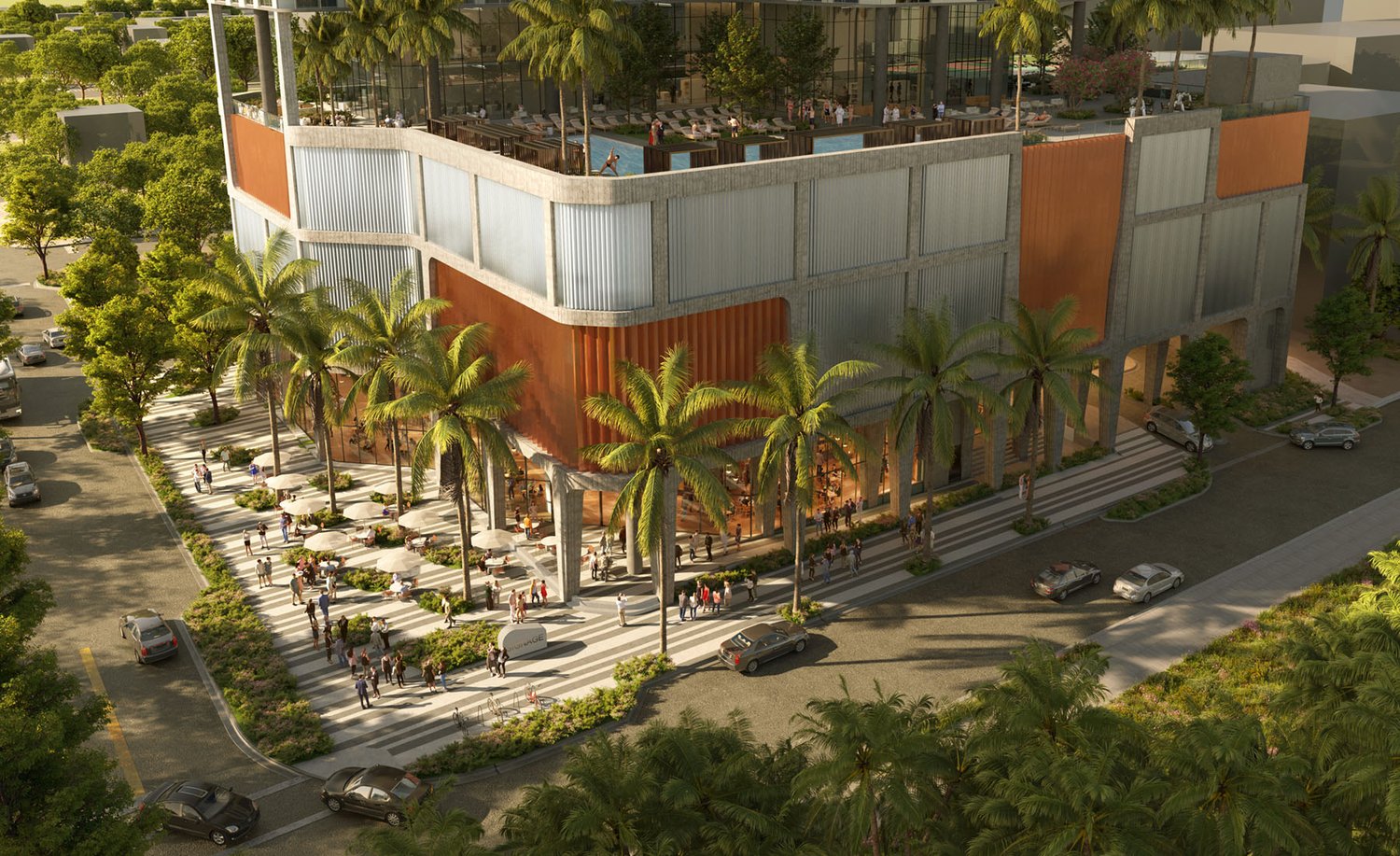 Rendering of 2900 Terrace's landscaped plaza and amenity deck