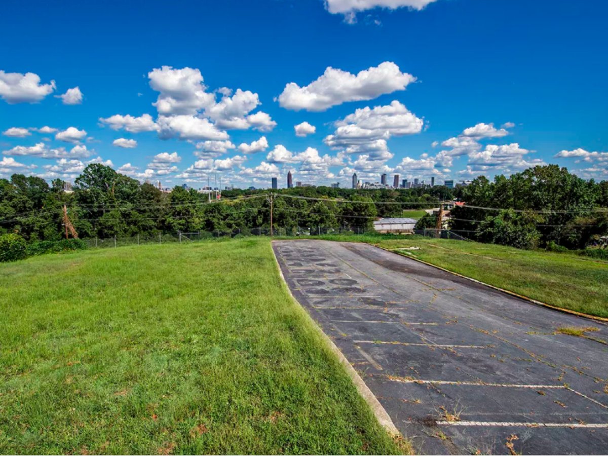 The vacant Quarry Yards property in Grove Park, with the downtown Atlanta skyline in the distance