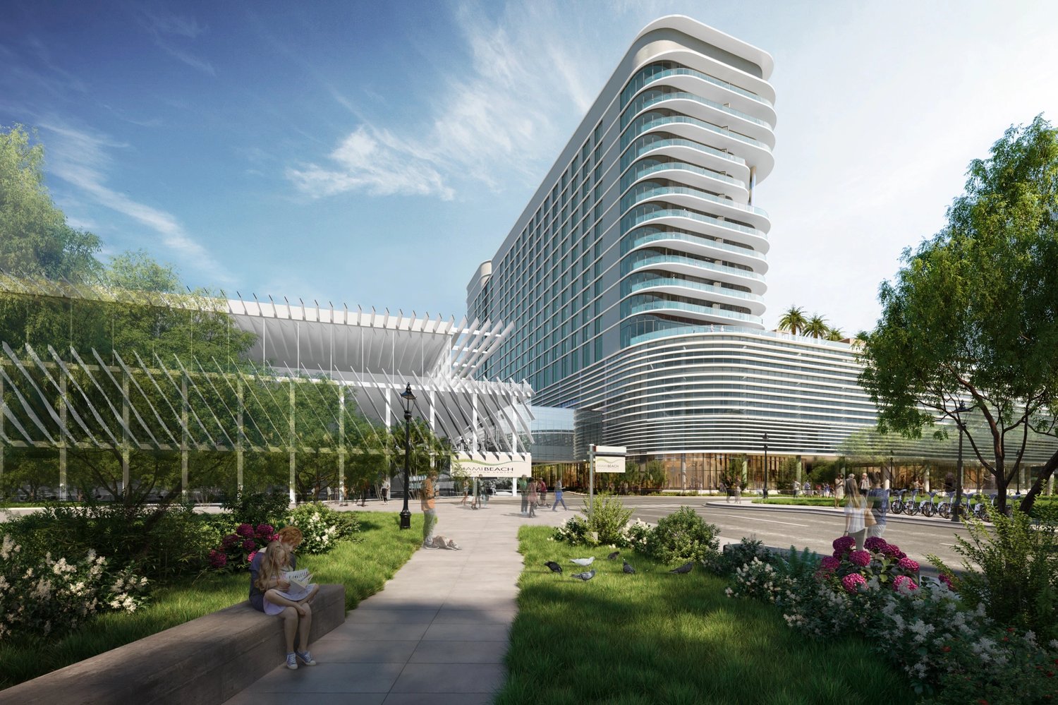 Rendering of the Grand Hyatt Miami Beach Convention Center Hotel adjacent to the convention center