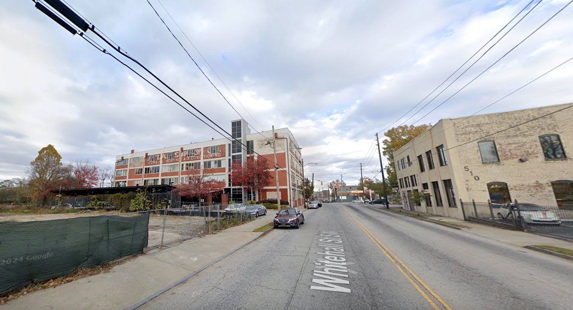 Current street view along Whitehall St. SW at the 515 Whitehall redevelopment site