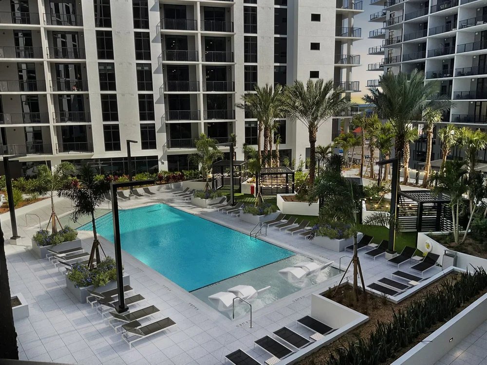 Resort-style pool and amenity deck at ClearView at Echelon City Center