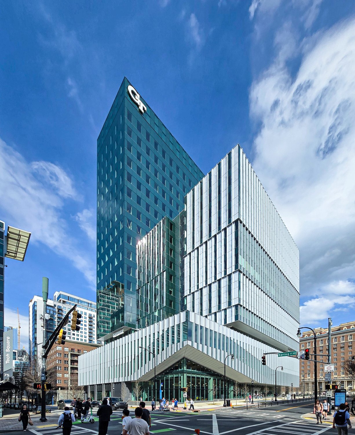 The completed George and Scheller Towers at Tech Square, designed by Rule Joy Trammell + Rubio