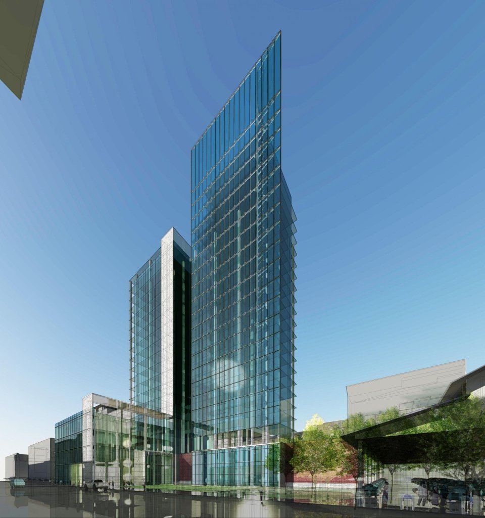 Rendering of George Tower, the taller of the two Tech Square Phase III towers