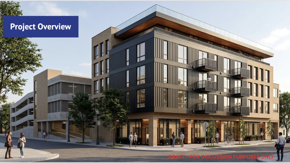 Project overview rendering of Gorman & Company's proposed 166-unit affordable housing development on Memorial Drive in Reynoldstown