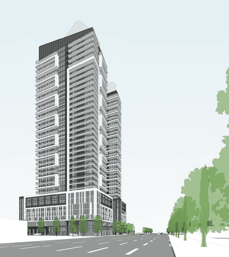 Rendering of the proposed 37 and 38 storey towers on Lawrence Avenue East
