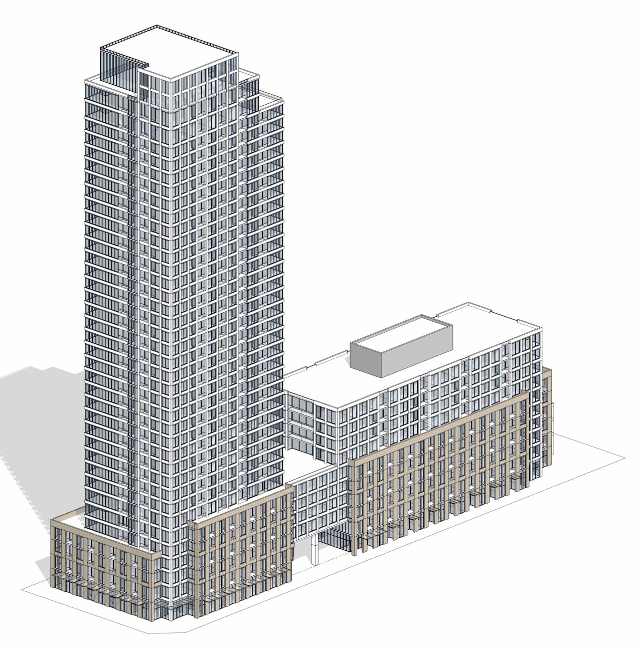 Alternate axonometric view of the 3252 Sheppard Avenue East proposal