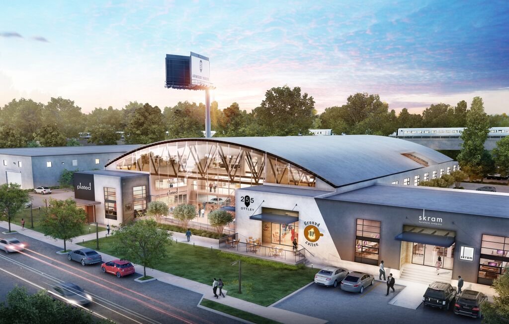 Rendering of the Armour Yards creative office campus along Armour Drive NE