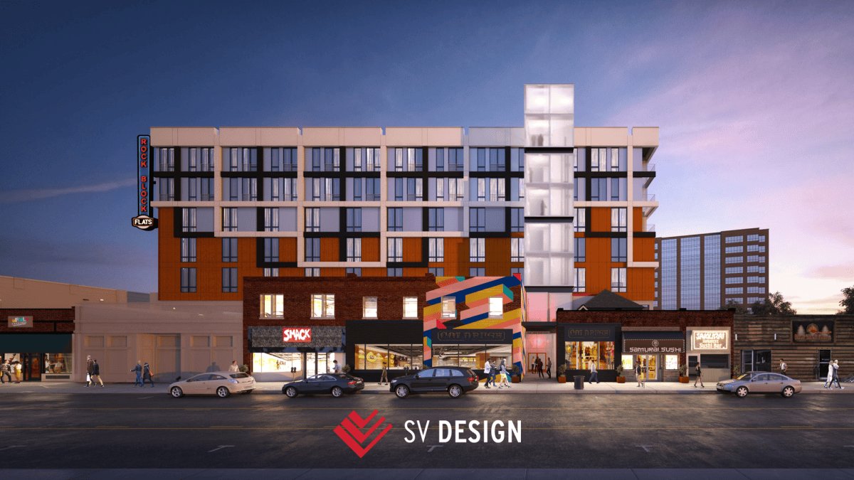 Rendering of Rock Block Flats at 2205 Elliston Place (SV Design)