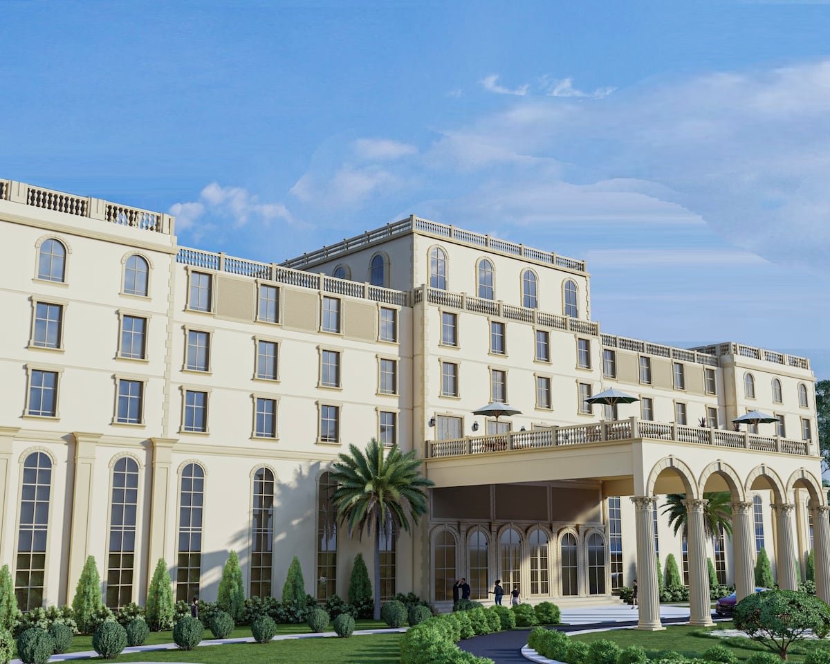 Rendering of the Belleair Bluffs Hotel entrance and porte-cochère