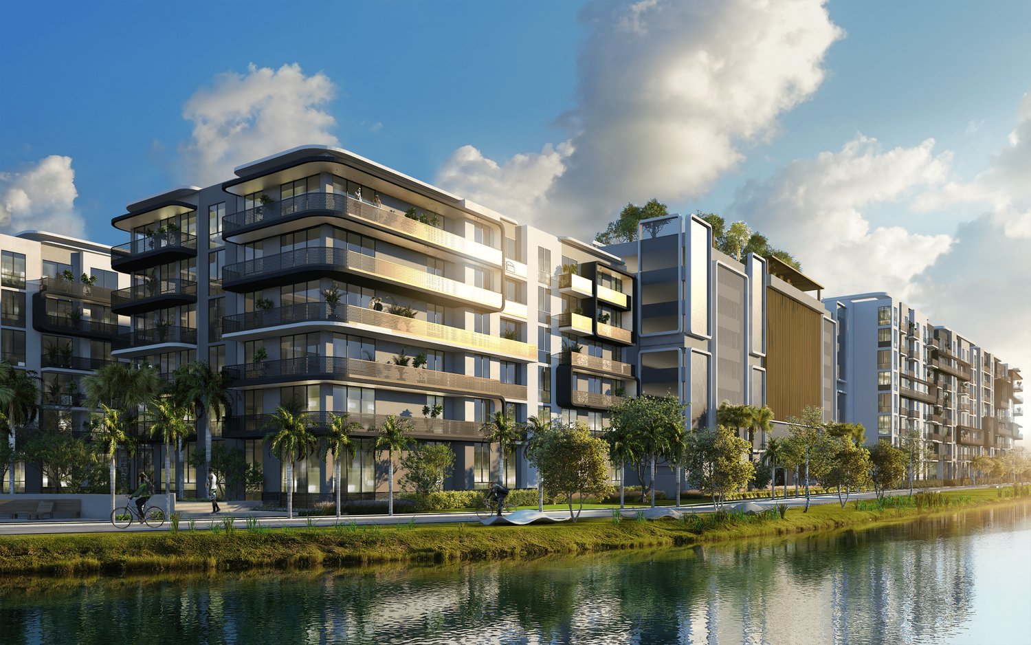 Rendering of Palm Aire residences along the waterfront in North Miami Beach