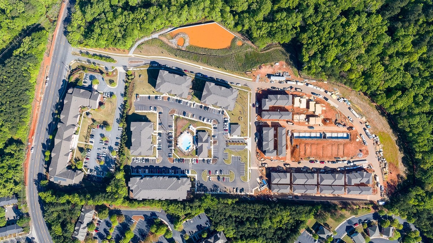 Aerial view of construction progress at Accent Sugarloaf