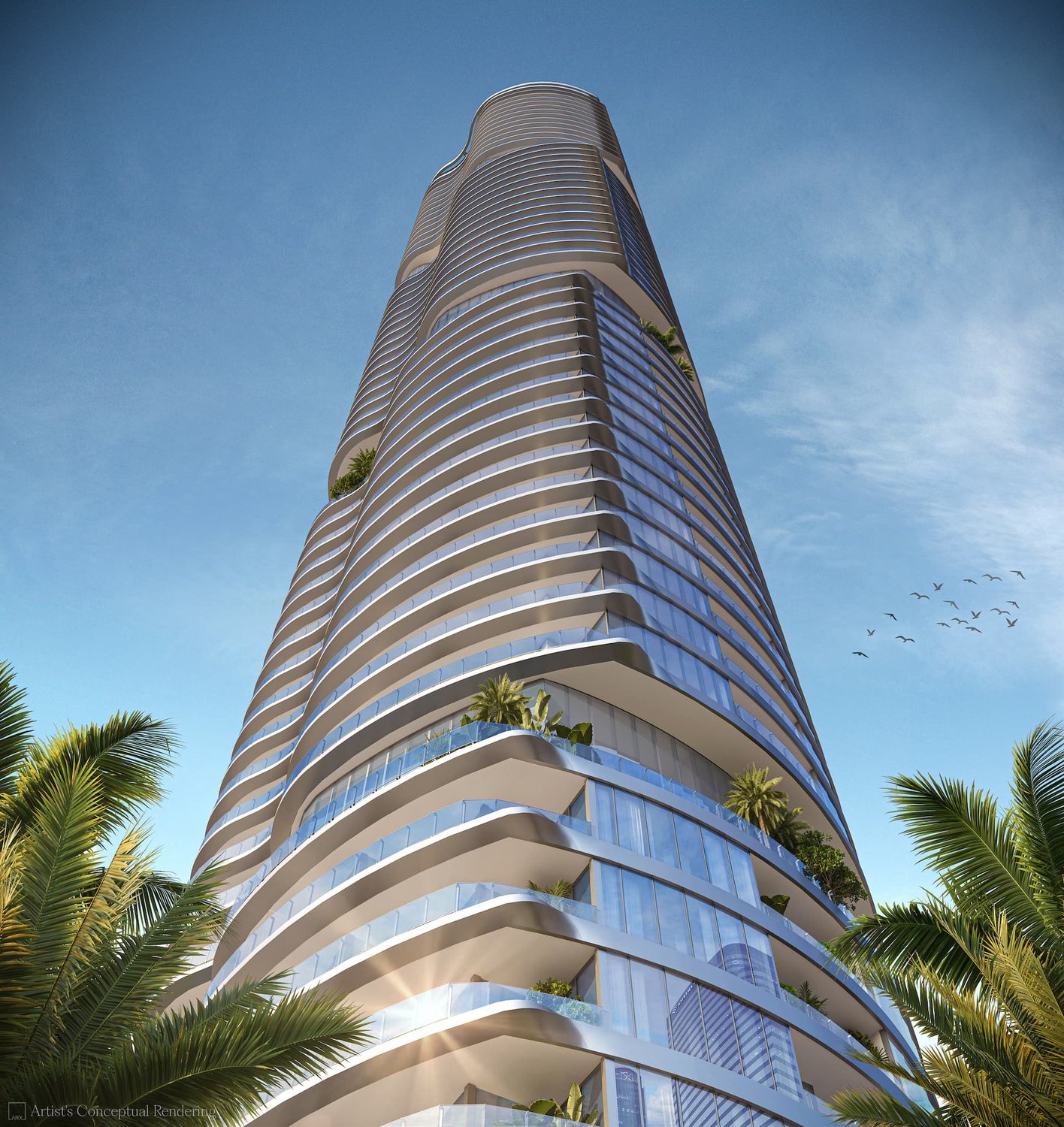 Conceptual rendering of the 619 Brickell residential tower