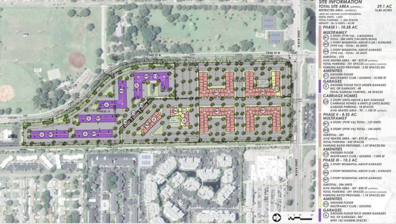 Site plan for the phased Azalea Cay community at 1501 72nd Street North