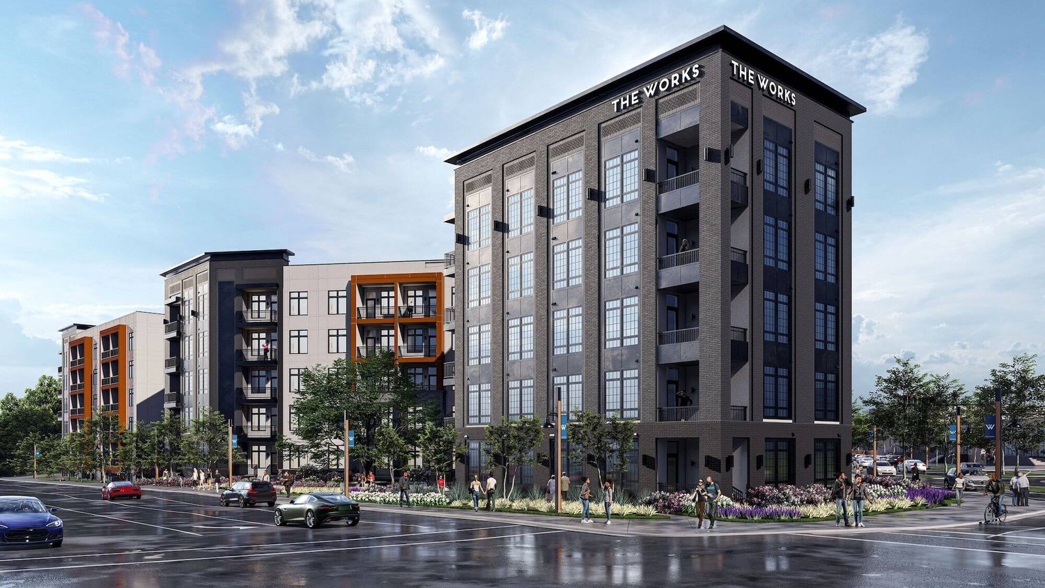 Rendering of the planned apartment buildings at The Works Phase II