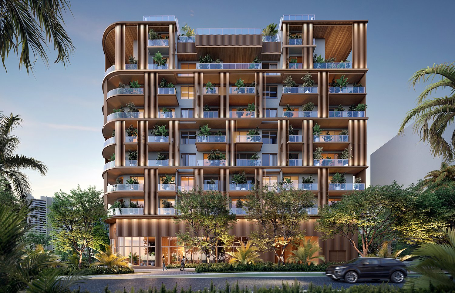 Rendering of The Lincoln Coconut Grove's main facade
