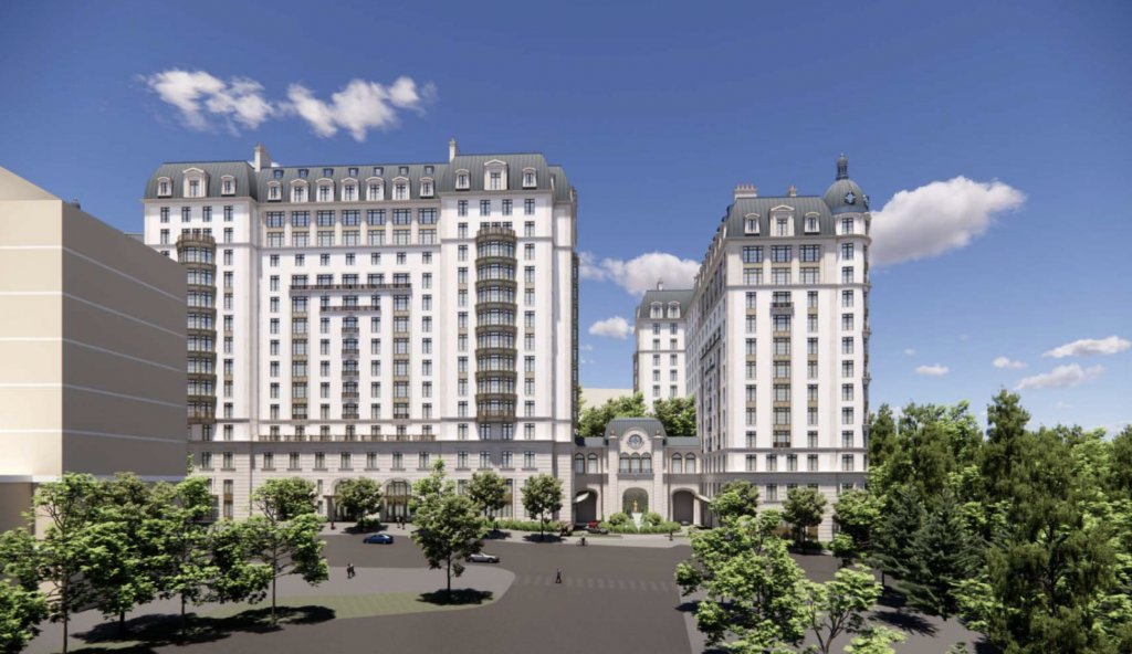 Rendering showing the Corso Atlanta expansion tower (right) alongside the existing community