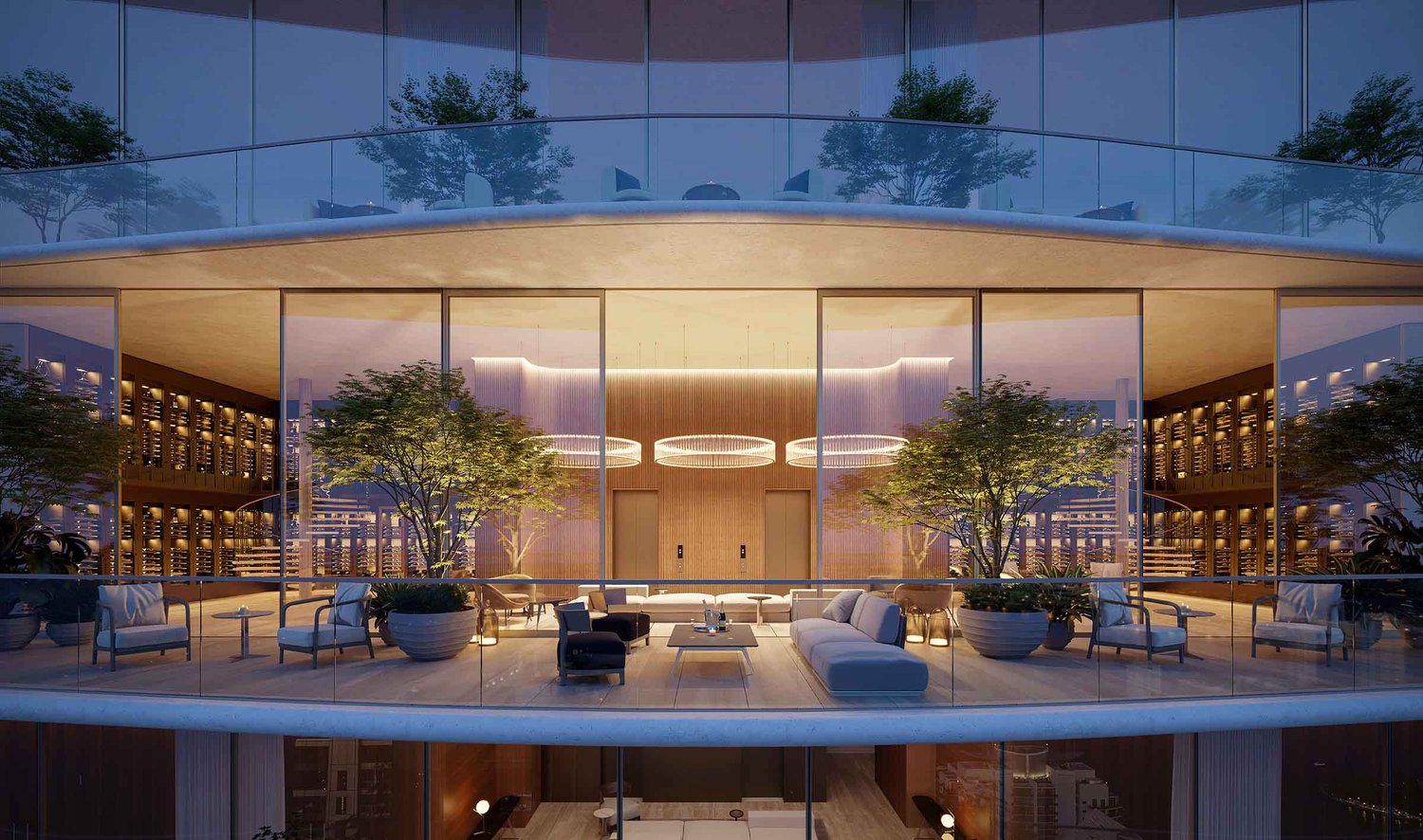 Rendering of an amenity terrace at The Residences at 1428 Brickell