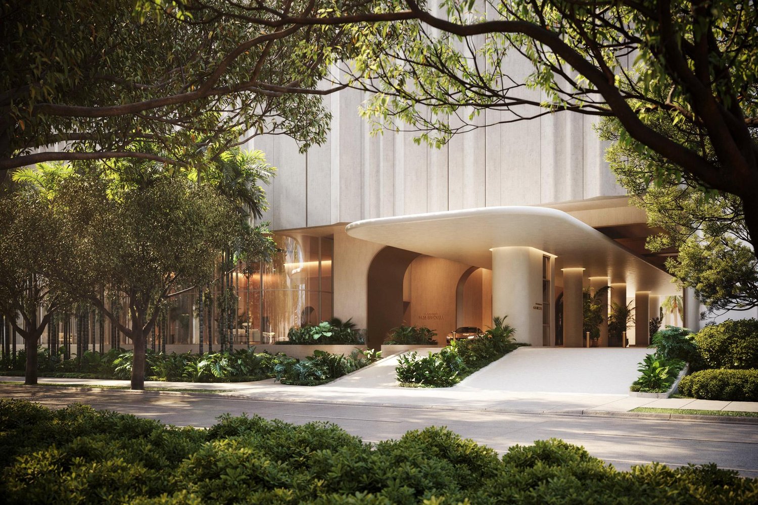 Rendering of the arrival porte-cochère at The Residences at 1428 Brickell