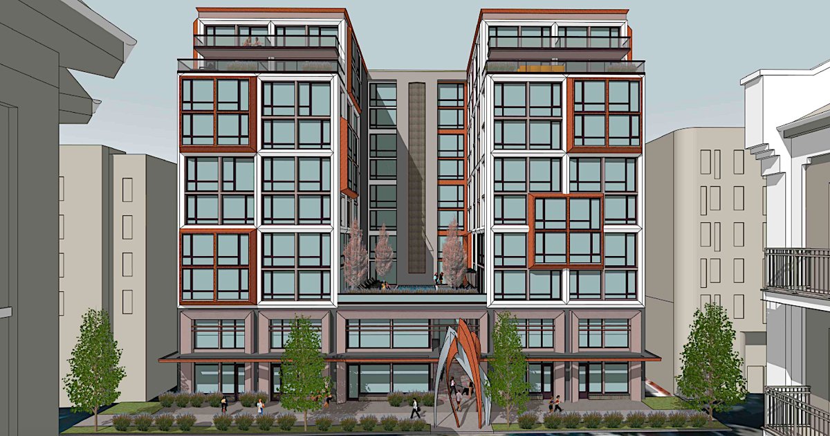 Early conceptual rendering of the proposed 10-story Germantown condo building