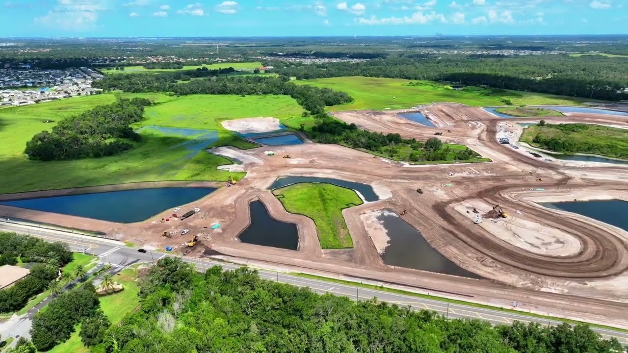 Aerial view of site work underway at Reagan Landing off Rye Road NE