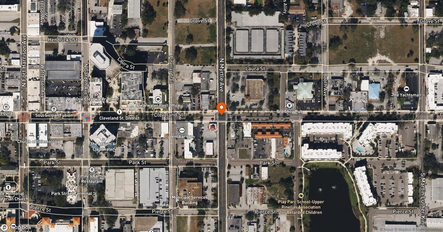Site of EVO Family Entertainment Center at 700 block of Cleveland Street at Myrtle Avenue, Clearwater, FL