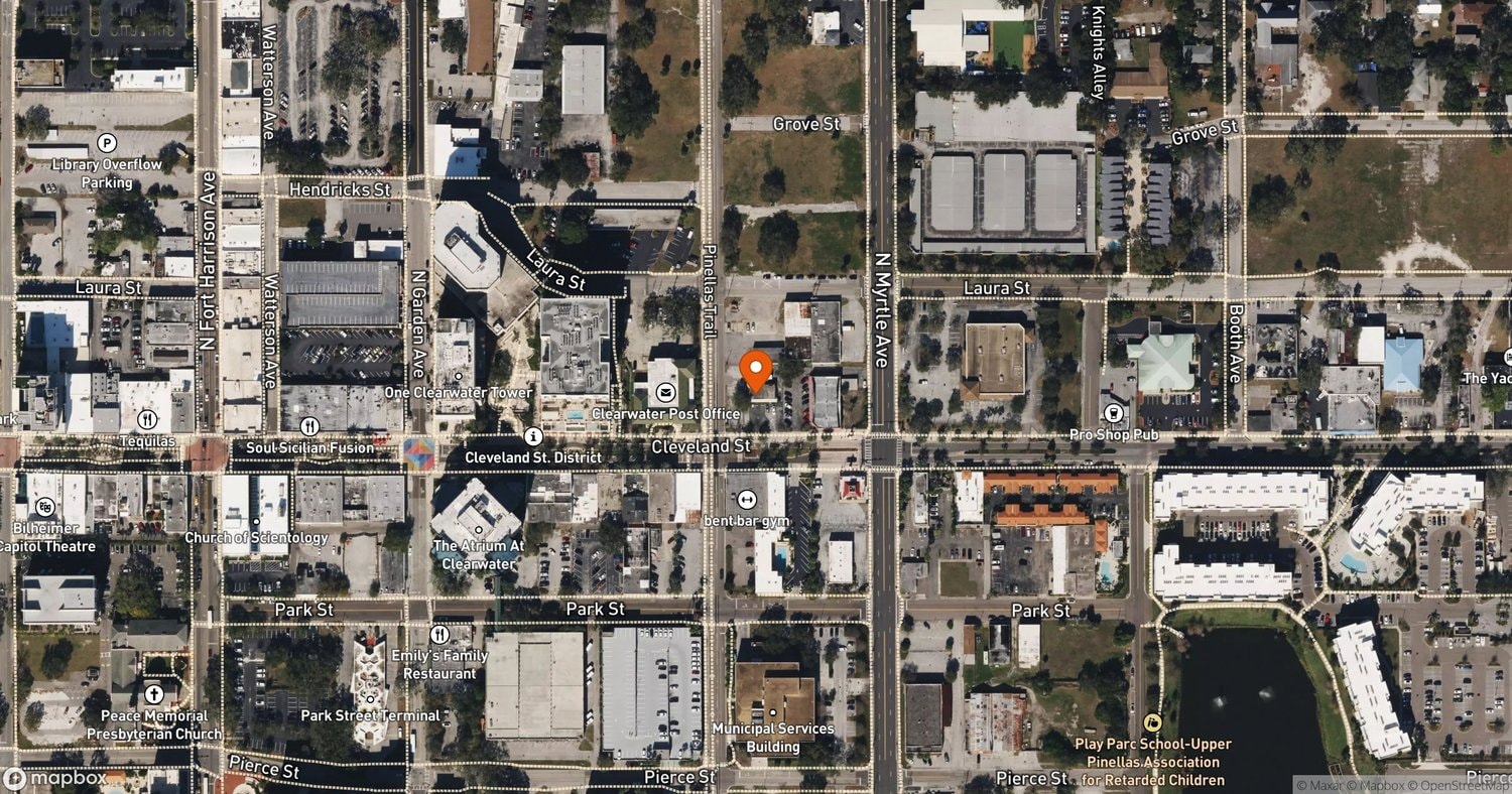 Site of EVO Family Entertainment Center at 700 block of Cleveland Street at Myrtle Avenue, Clearwater, FL