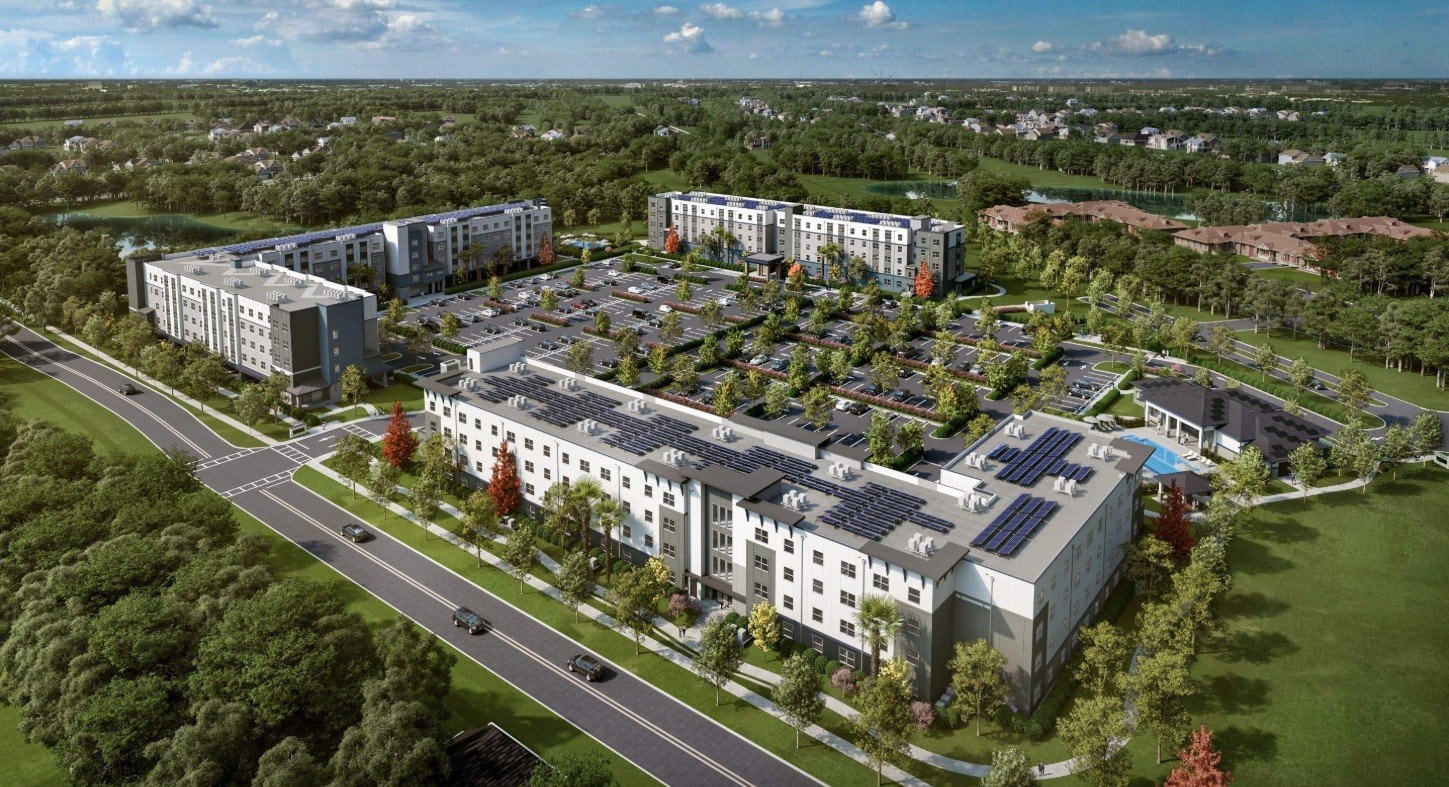 Aerial rendering of the EKOS at Bayonet Point community near U.S. 19 in Hudson