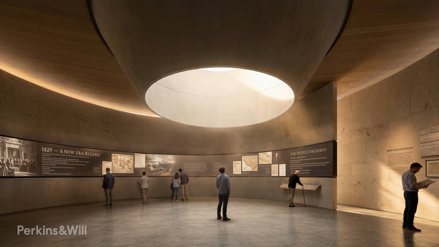Interior rendering of the planned exhibit gallery (Perkins&Will)