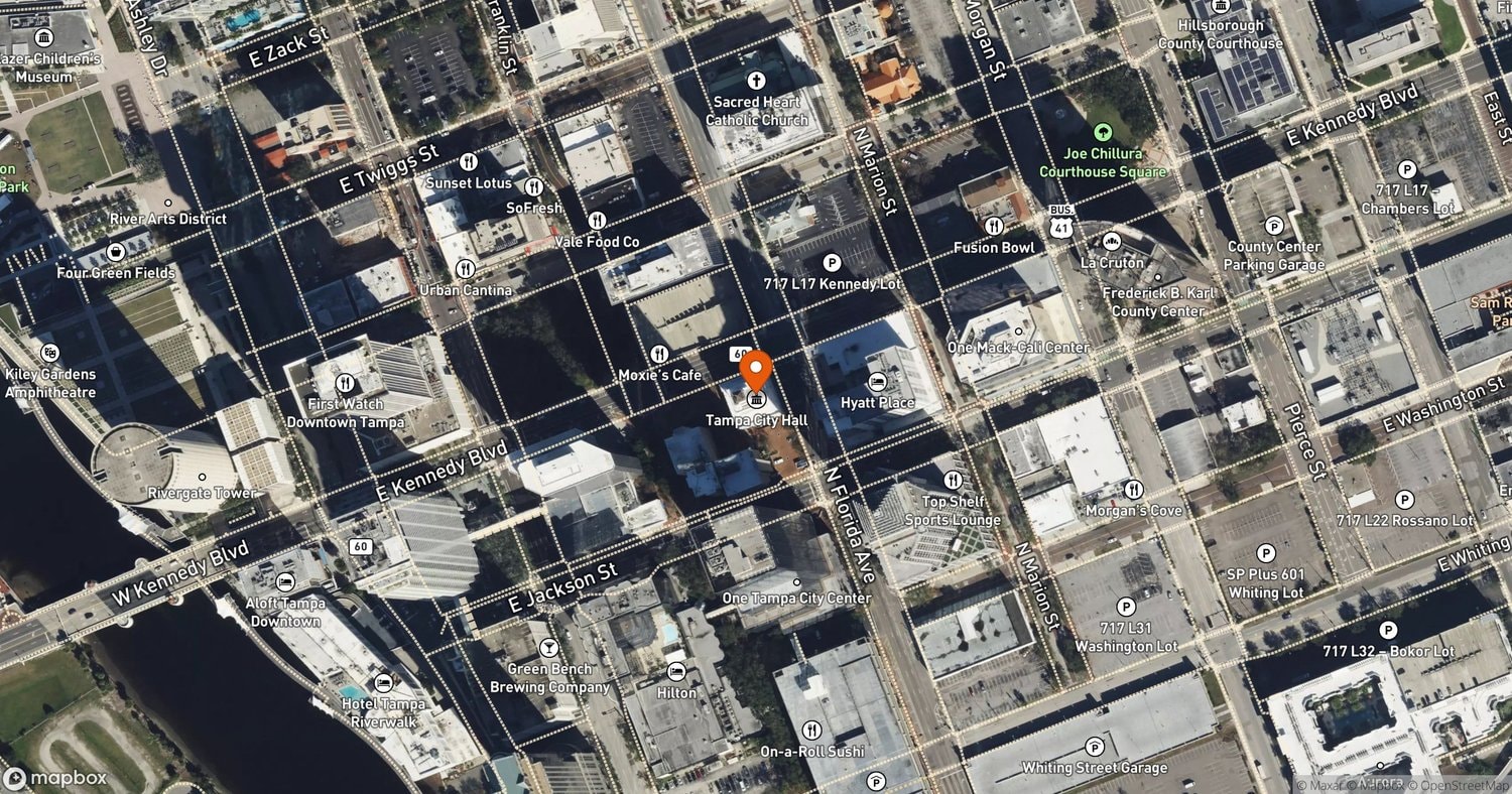 Site of Tampa City Council Oct 8 Land Use Hearings at 315 E Kennedy Blvd, Tampa, FL