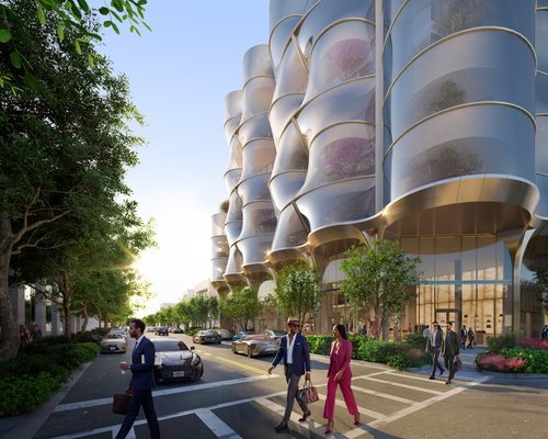 Street-level rendering of Sweetbird North along NE 40th Street