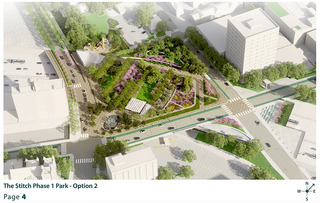Retooled vision unveiled for highway-capping Stitch project downtown | Urbanize Atlanta