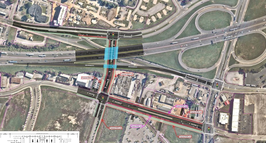 Overview plan of the Marine Drive Extension corridor under I-24 with proposed right-of-way lines
