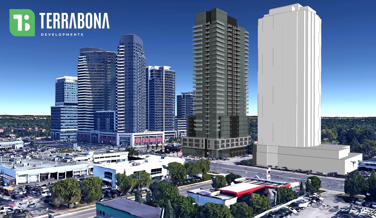 Terra Bona Developments rendering of the proposed Grandview Tower in the Yonge Street corridor context, Markham