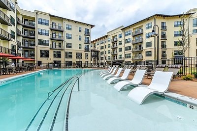 Pool courtyard at Bell Buckhead West, the 280-unit Buckhead multifamily community acquired by RangeWater Real Estate