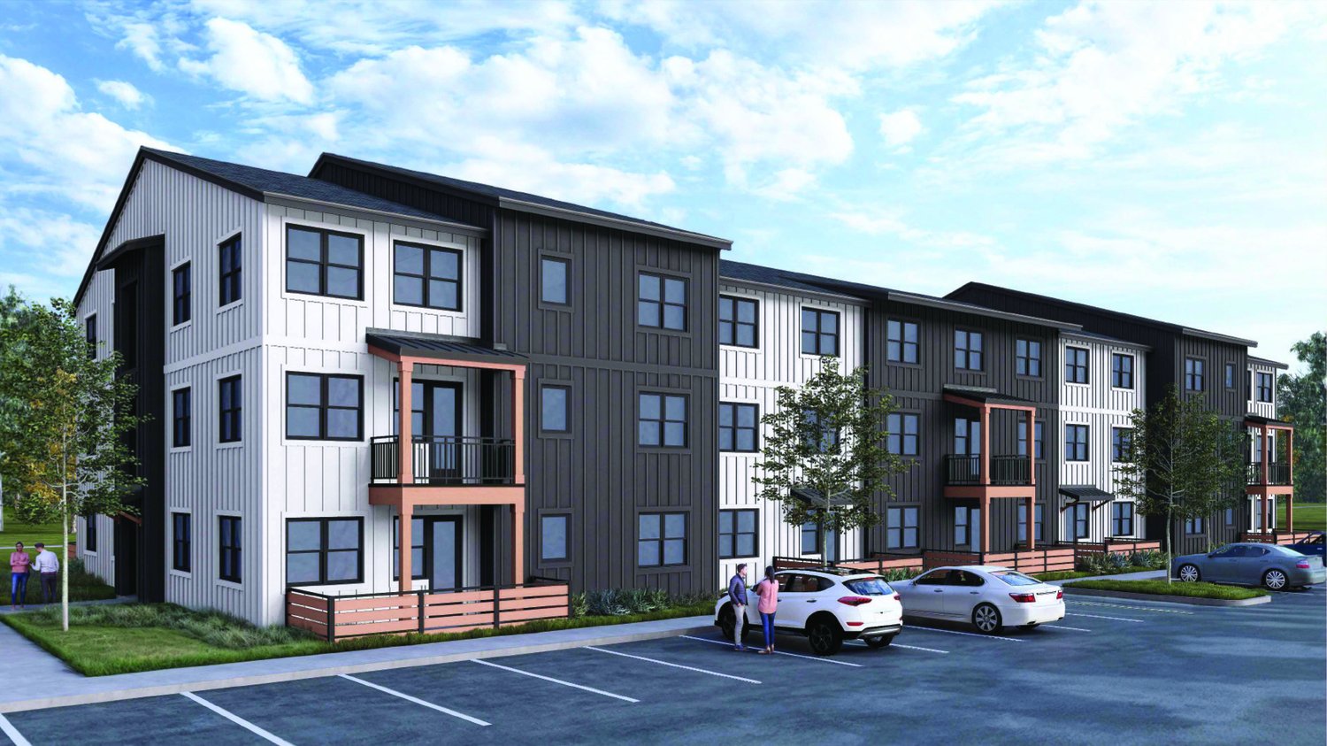 Rendering of the residential buildings at Local at Easton Park