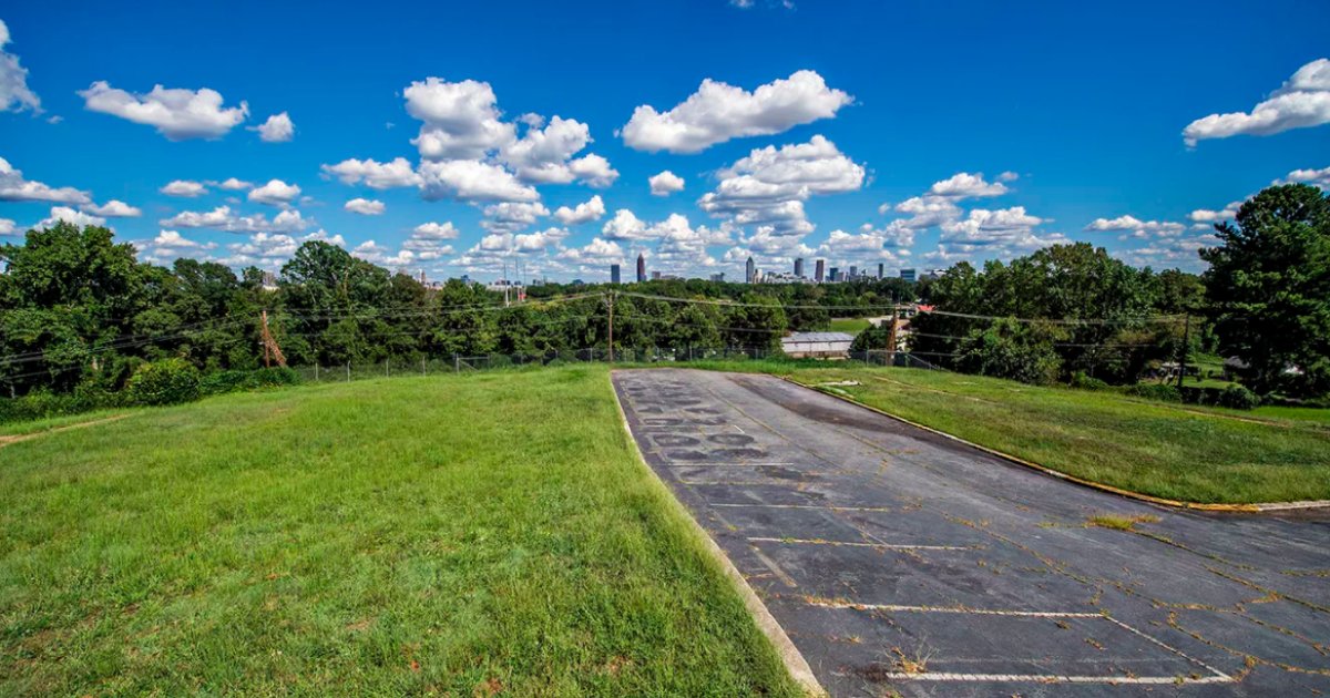 The vacant former Microsoft campus land on Atlanta's Westside slated for redevelopment, with the downtown skyline in the distance
