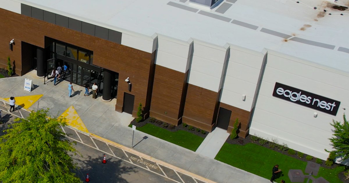 Aerial view of the completed Eagles Nest Church at the former Kohl's on Holcomb Bridge Road in Roswell