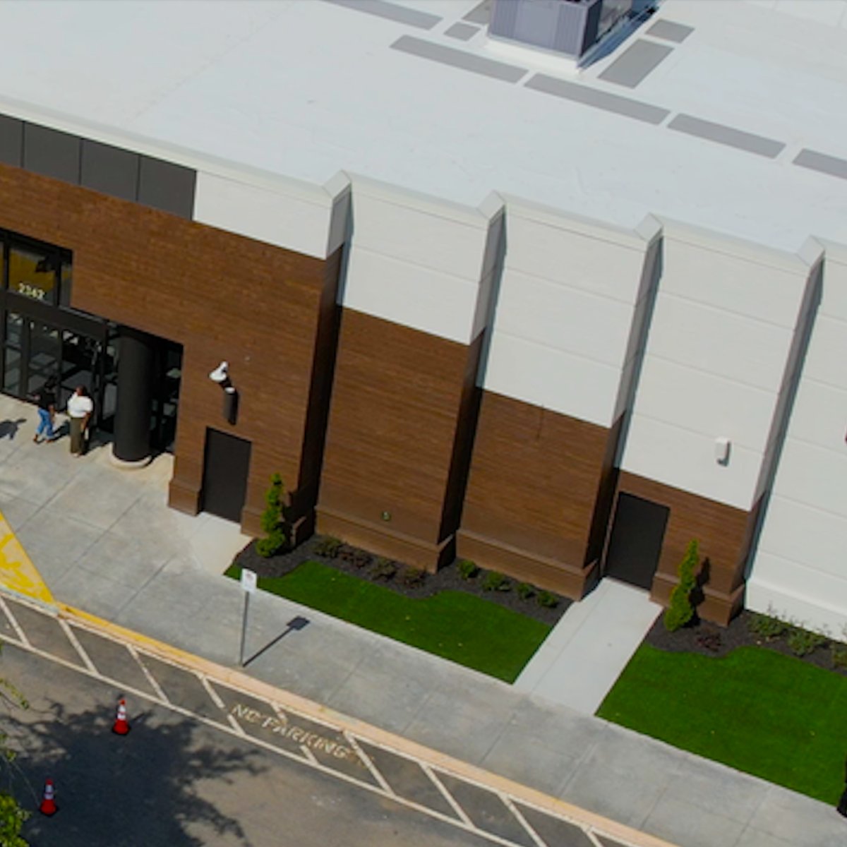 Facade detail of the renovated former Kohl's, now Eagles Nest Church in Roswell